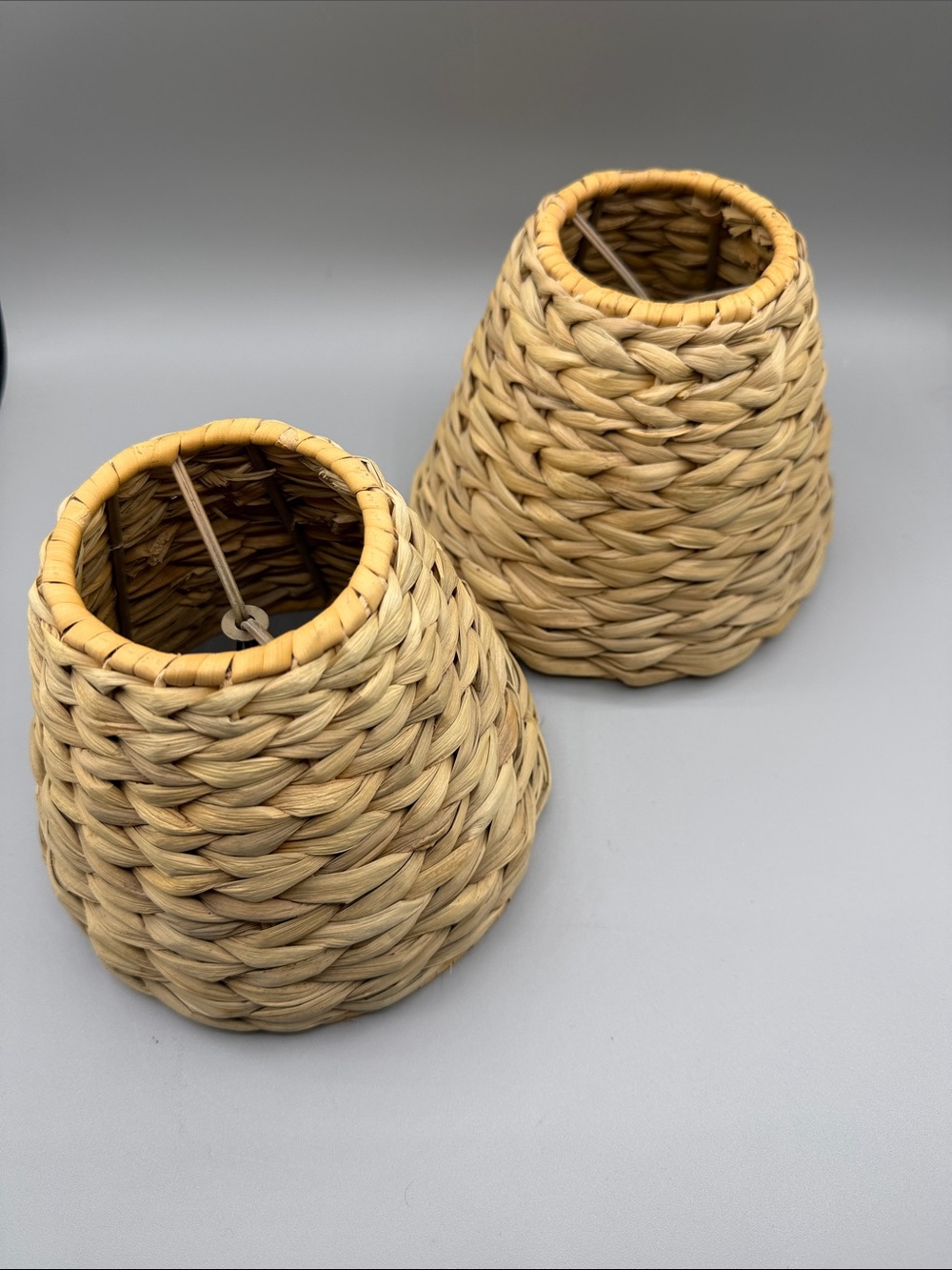 Woven Braided Natural Sea Grass Clip On Bulb Lamp Shades - Set of 2